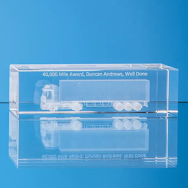 20cm x 6cm x 6cm Optical Crystal Rectangle, H or V